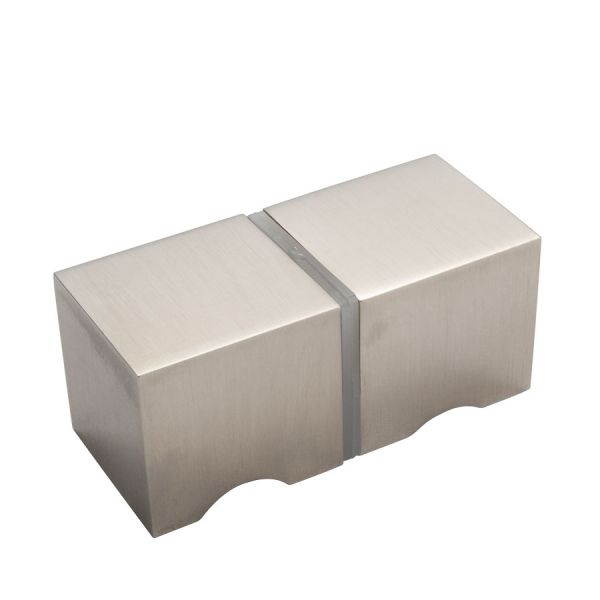 Estlegno knopstel rechthoekig, 28x28mm, met vingerinkeping - RVS Effect