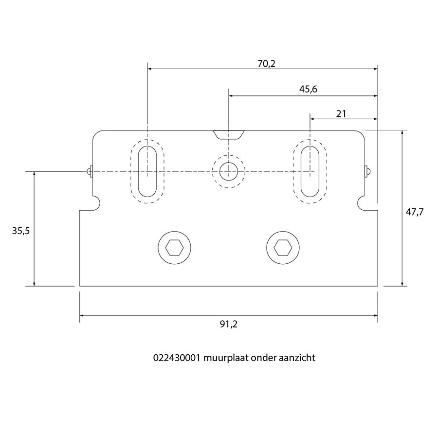 Estlegno scharnier wand/glas 90° enkele schroefplaat - Technische Tekening