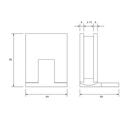 Estlegno Bosco scharnier wand/glas 90° enkele schroefplaat