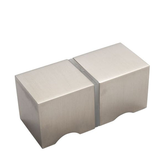 Estlegno knopstel rechthoekig, 28x28mm, met vingerinkeping - RVS Effect