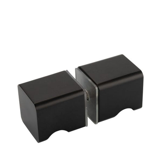 Estlegno knopstel rechthoekig, 28x28mm, met vingerinkeping - Mat Zwart