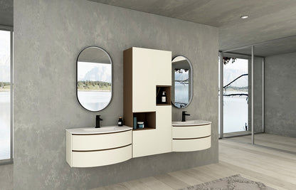 Ovale spiegel met zwart frame, met direct LED verlichting en verwarming, 450x900mm