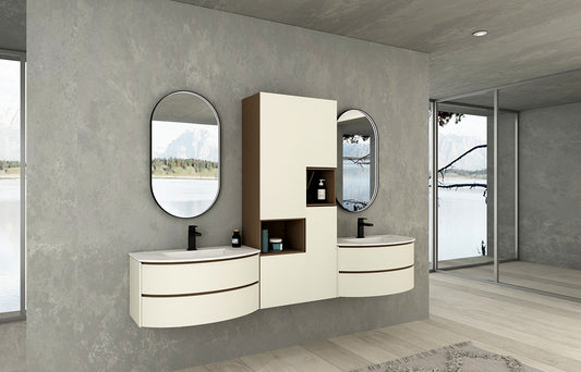 Ovale spiegel met zwart frame, met direct LED verlichting en verwarming, 450x900mm